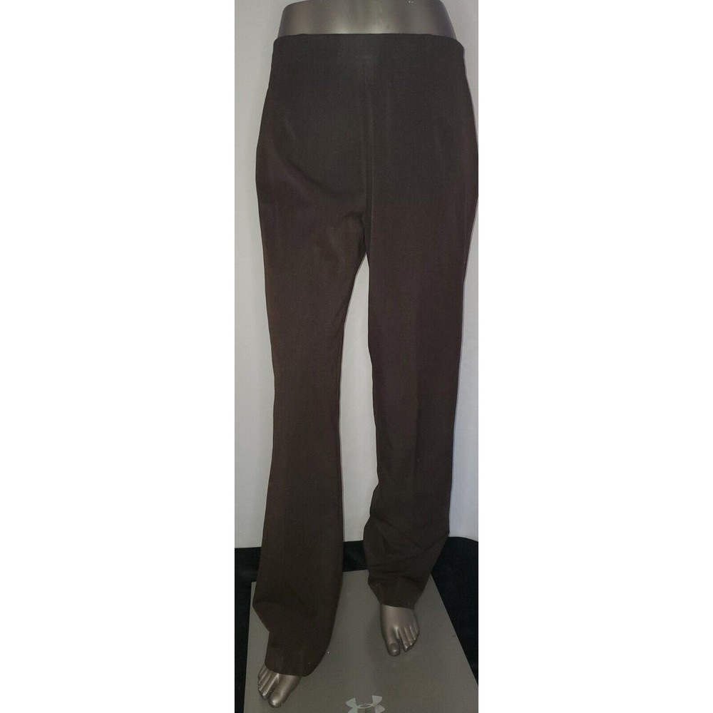 Fabrizio Gianni Pants 12 Brown Stretch Slacks Zip Front High Rise Made in USA